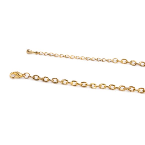 Iridescent crystal oval gold pendant necklace - Picture 5 of 5